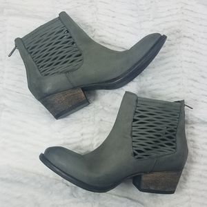 Joe's laser cutout edgy grey booties